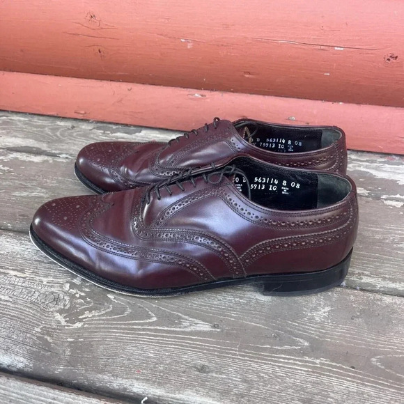 VTG FLORSHEIM The Worthmore Shoe Men's Burgundy Wing Tips Size 10 D India - Picture 3 of 8